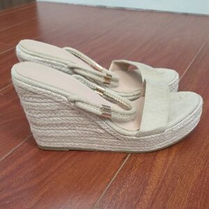 Elegant Tan Wedge Sandals *worn once*